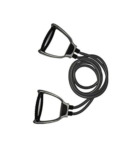 Image of DAZIBAO ® Double Toning Resistance Tube Heavy Quality Pull Rope Elastic Rubber Exercise Band with Heavy Quality Grip D Shaped Handles and Workout Chart for Stretching, Workout, Home Gym (Black)