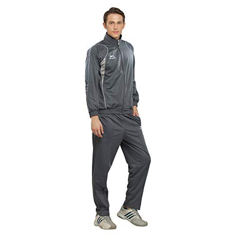 Image of SHIV NARESH Polyester Tracksuit (X-Large, Dark Grey/Light Grey/White)