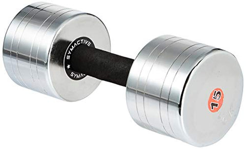 Image of Amazon Brand - Symactive Chrome Plated Steel Dumbbell, Set of 1, 15 Kg