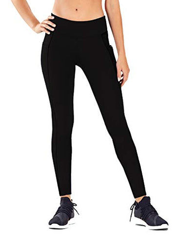 Image of Imperative Neu Look Gym wear Ankle Length Workout Leggings with Phone Pockets | Stretchable Tights | Mid Waist Sports Fitness Yoga, Track Pants for Girls and Women (Black, Size - L)