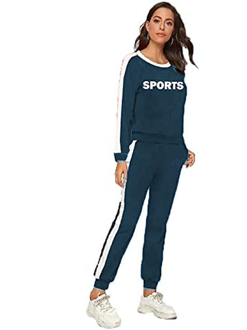 Image of Galani� Yoga Suit For Sports Gym Dancing Workout Aerobic Fitness Breathable Cotton Top & Skinny Fit Leggings For Women (Free Size) Comfortable Ankle-Length Yoga Wear (Free Size Up To 36, Dark Blue)