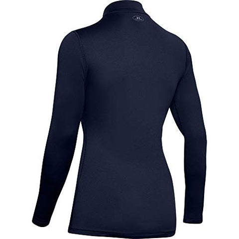 Image of Under Armour Women's ColdGear Authentics Mock, Midnight Navy/Metal, Small