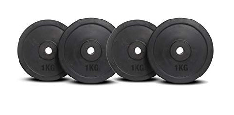 Image of Stag Fitness 4 kg (1kg x4) Rubber Weight Plates 30 MM, Rubber Weight Plates for Professional Gym Training