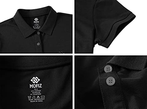 Image of MoFiz Women's Short Sleeve Shirts Golf Shirts Polo Shirt Sport T-Shirt Athletic Tees XS Black