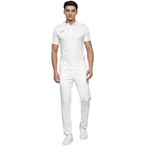 Image of Nivia 2504-1 Polyester Cricket Pants, Men's Small (White/Grey)