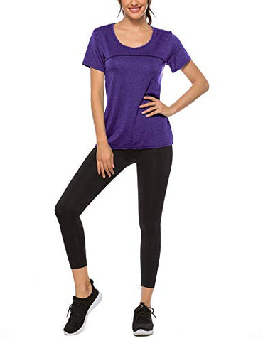Image of Woman T-Shirts Gym Short Sleeve Running Shirts Sport T Shirt Workout Women's Athletic Shirts Tees