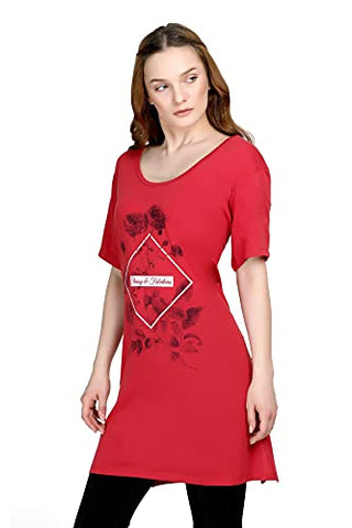 Image of CUPID Regular Fit Cotton Round Neck T-Shirt, Plus Size Night, Sleep, Yoga, Gym, Long Top n Tees for Women - Combo Pack of 3 - 3XL, Mauve / Yellow / Red