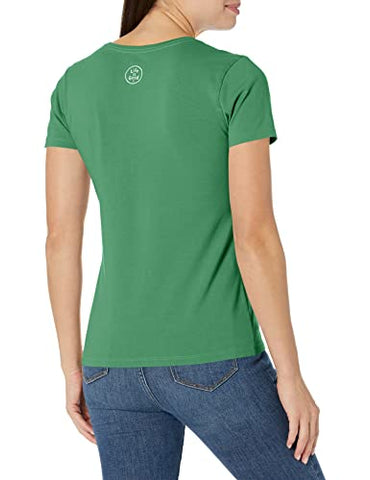 Image of Life is Good Womens Camping Graphic T-Shirt V-Neck Collection,Camp More,Forest Green,Small
