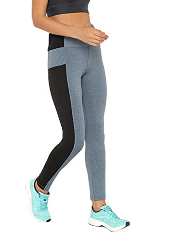 Image of CHKOKKO Women Yoga Track Pants Stretchable Sports Gym Tights BlueMelange 4XL