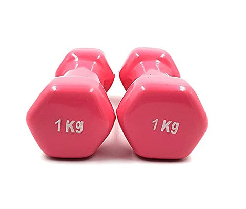 Image of FITNESS INDIA™ Neoprene Vinyl Dumbbell 1 kg each (Set of 2) Fitness Gym Exercise, Non-Slip Hand, Biceps Triceps for Men & Women