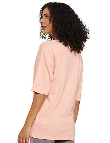 Image of Puma Women's Solid Regular T-Shirt (59957926_Apricot Blush XS)