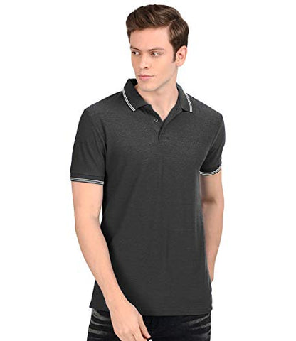 Image of AWG ALL WEATHER GEAR Men's Cotton Regular Fit Polo T-Shirt (Charcoal, Medium)
