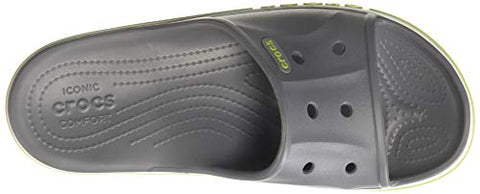 Image of crocs Unisex Adult Bayaband Slide Charcoal/Volt Green Slipper-5 Men/ 6 UK Women (M6W8) (205392)