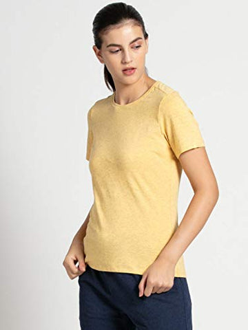 Image of Jockey Women's Regular fit T-Shirt (AW15_Banana Cream Snow Melange X-Large)