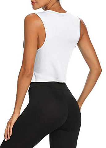 Image of Bestisun Workout Gym Tops Yoga Athletic Shirts Exercise Clothes Running Gym Activewear Racerback Tank Tops for Sports Women White XS