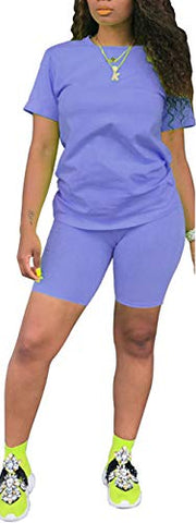Image of 2 Piece Short Sets for Women - Casual Lightweight Sport Outfits Sportswear Set Activewear