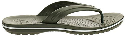 Image of crocs Boy's Army Green/White Flop-7 Men/ 9 Women M US (Crocband Flip)