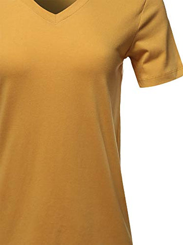 Image of Basic Premium Cotton Short Sleeve V-Neck T Shirt Tee Tops Golden Mustard S