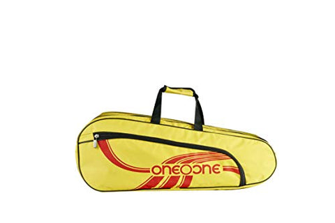 Image of One O One - Lines Lite Collection Double Compartment Yellow + Red Racket KitBag (Badminton/Tennis/Squash)
