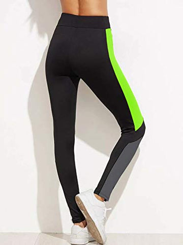 Image of Neu Look Gym wear Leggings Ankle Length Workout Tights / Stretchable Sports Leggings / High Waist Sports Fitness Yoga Track Pants for Girls & Women ( Neon Green, Size - L )