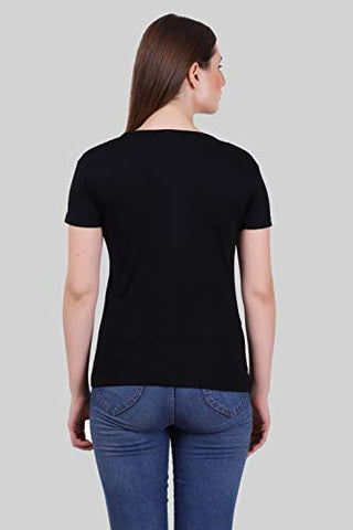 Image of FLEXIMAA Women's Cotton V Neck Plain Half Sleeve T-Shirt