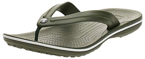 Image of crocs Boy's Army Green/White Flop-7 Men/ 9 Women M US (Crocband Flip)