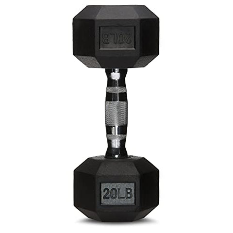 Image of AmazonBasics Rubber Encased Hex Dumbbell Weight - 13.3 x 5.7 x 4.8 Inches, 13.6 kg