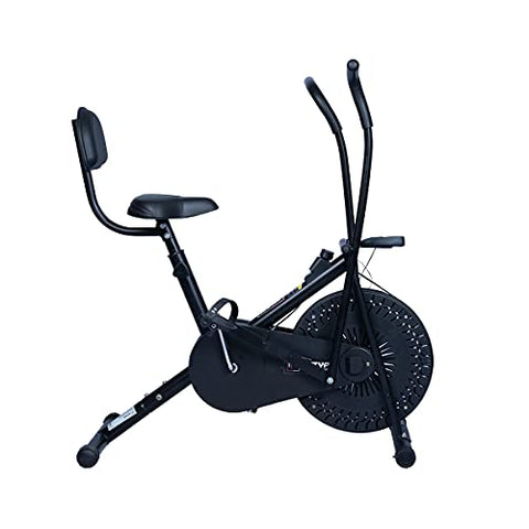 Image of INALSA Air Bike Exercise Cycle Indoor Bike | Cardio Home Workout | Multi Position Handle Grip | Height Adjustable Seat | Cushioned Back Rest | Digital Display | (Black) (FFAB-01R) FITTYFY Range