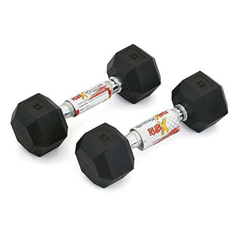 Image of RUBX Rubber Coated Professional Exercise Hex Dumbbells (Pack of Two) (5)