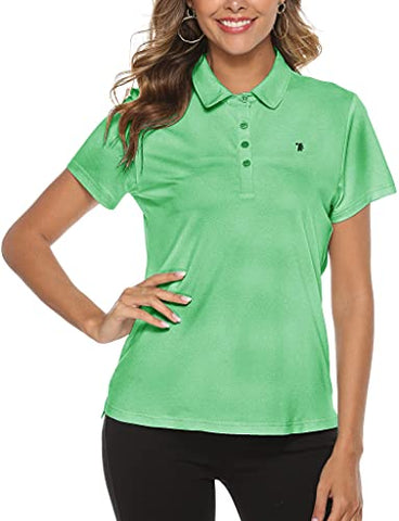 Image of Women Golf Shirt Polo Shirt Short Sleeve Moisture Wicking T-Shirt Sport Top Wheat Green XS