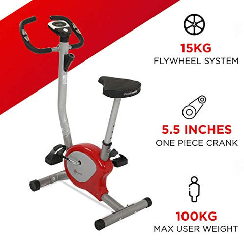 Image of PowerMax Fitness BU-200 Exercise Bike - Red & Silver