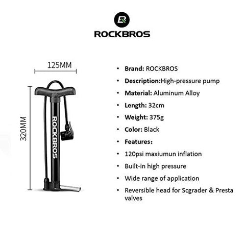 Image of Amardeep cycles Rockbros Road Bike Tire Ball Inflator Pressure Air Pump for Car and Cycle Sports Ball Scooter Inflatable Furniture/Toys (Black, Small)