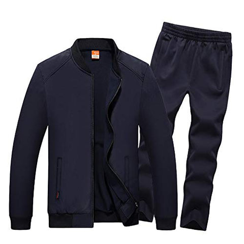 Image of INVACHI Mens 2 Pieces Athletic Full Zip Sports Sets Jacket & Pants Active Fitness Jogging Sweat Tracksuit Set
