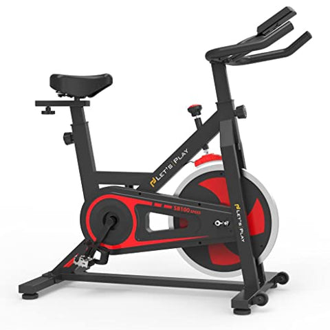 Image of LETSPLAY® Indoor Upright Exercise Bike with Matt Black Frame Handlebar Aluminum Pedals Ergonomic Seat for Home, Workout & Cardio Training