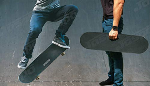 Image of jaspo Polyurethane Hurricane Ollie Quilt Fiber Skateboard Suitable for Age Group Above 10 Years with 100 kg Weight Handling Capacity (Black, 31x8 Inch)