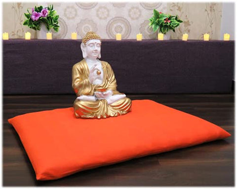 Image of NutriBuck™ | Meditation | Yoga | Cushion | (Zabuton Mat) | Filled with Buckwheat Hulls (Orange)