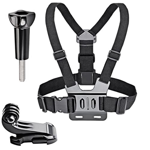 Image of TECHONTO Adjustable Chest Harness Belt Strap Mount Light Weight 3 Points Elastic Compatible with Gopro Hero 8/7/6,SJCAM, Yi, DJI Osmo Action & Other Action Cameras (Black)