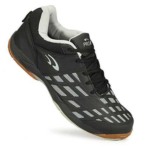 Image of ASE Men's PRO Non-Marking Sole TRU Cushion TRU Shape Badminton Shoes Ideal for Badminton, Table Tennis, Volleyball (Black, 07)