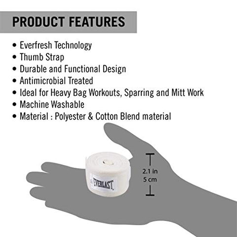 Image of Everlast - 4455WHT Boxing Hand Wraps White 120