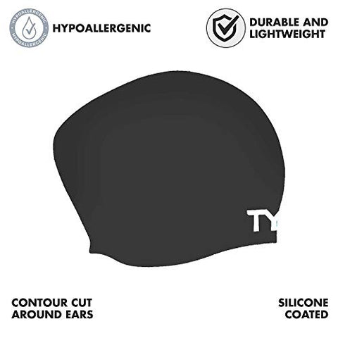 Image of TYR Long Hair Wrinkle Free Silicone Swim Cap (Black)