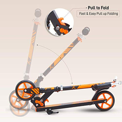 Image of GoodLuck Baybee Runner Skate Scooter for Kids /Baby Runner Scooter with Adjustable Height, Foldable PU Wheels and Weight Capacity 60 kgs for Babies/Childrens Boys & Girls (3- to 12) Years (Orange)