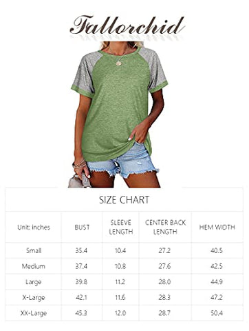 Image of Fallorchid Women's Short Raglan Sleeve T-Shirts Casual Color Block Tops (X-Large, Mint Green)