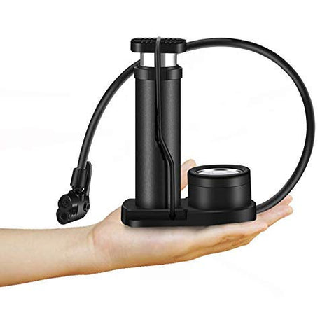 Image of gs GREATERSCAP Portable Mini Bike Pump/Cycle Pump Foot Activated with Pressure Gauge Floor Bicycle Pump & Cycle Pump Bicycle Tire Pump for Road and Mountain Bikes Mat for Kitchen