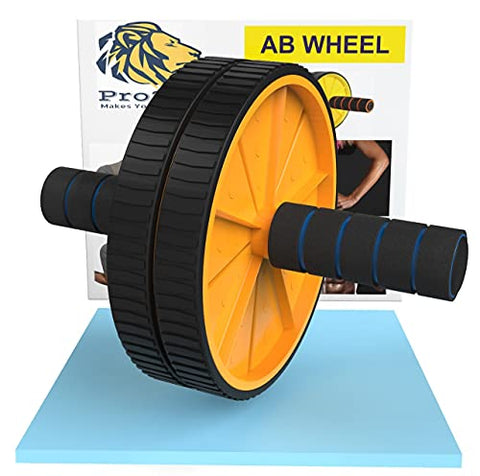 Image of PRO365 Dual Wide Ab Roller Wheel for Abs Workouts 6 Month Warranty/Home Gym Abdominal Exercise/Core Workouts for Men and Women (6 MM Safe Knee Mat, Yellow Roller)
