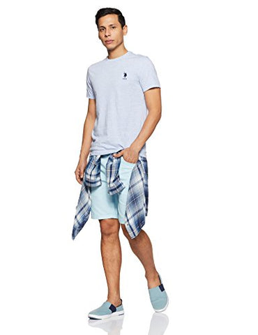 Image of US Polo Association Men's Solid Regular Fit T-Shirt (I633-901-PL_Pale Blue Melange_Large)