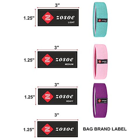 Image of ZOSOE Fabric Resistance Loop Bands for Exercise,3 Pack Non-Slip Workout Fitness Resistance Bands for Men and Women and Workout Non Slip Hip Booty Bands for Squats, Action Guide &Carry Bag (Set of - 3)