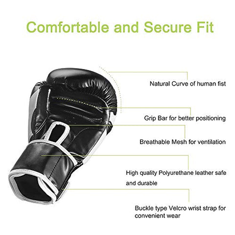 Image of Tusingger Training Boxing Gloves Men & Women,Cool Style Boxing Gloves,Kickboxing Gloves,Muay Thai,Sparring Gloves,Heavy Bag Gloves for Boxing (Black, 10oz)