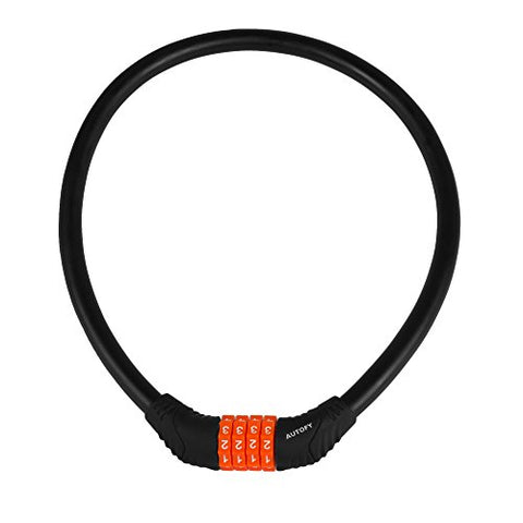 Image of Autofy Heavy Duty 4 Digit Number Lock Helmet Lock Multipurpose Lock Bike Lock Resettable Combination Lock (Black & Orange - Upgraded 2nd Gen)