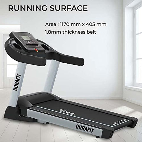 Image of Durafit - Sturdy, Stable and Strong Durafit Surge | 4 HP Peak DC Motorized Foldable Treadmill | Auto Incline | Home Cardio | Max Speed 14 Km/Hr | Max User Weight 120 Kg | Black