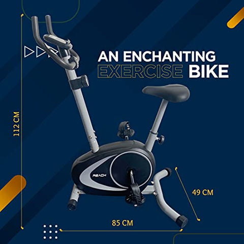 Image of Reach B-202 Magnetic Exercise Cycle with 4 kg Flywheel | Upright Stationary Bike for Cardio & Fitness | Adjustable Magnetic Resistance with Cushioned Seat | LCD Screen | Max User Weight 100kg